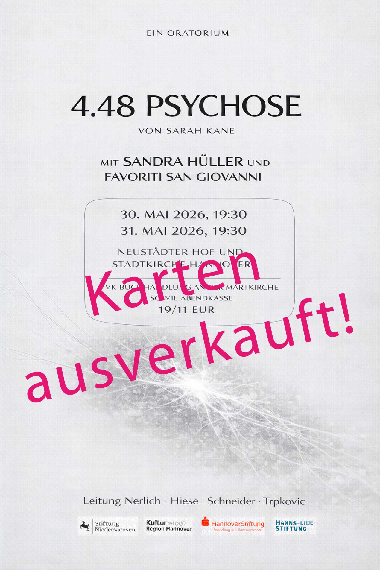 Theater-, Musik- & Wortperformace mit Sandra Hüller Plakat für die Theater-, Musik- & Wortperformace mit Sandra Hüller