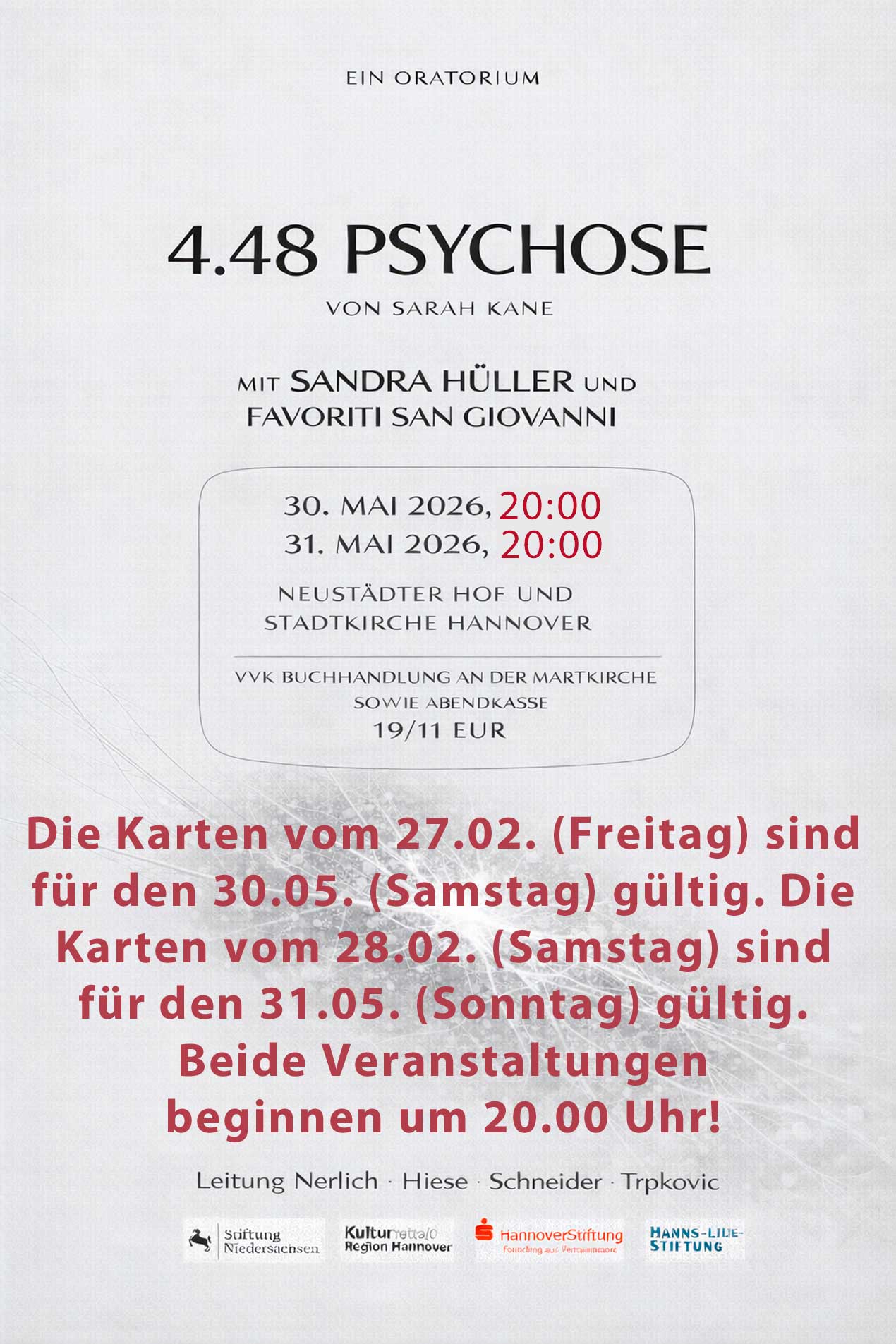 Plakat für die Theater-, Musik- & Wortperformace mit Sandra Hüller 