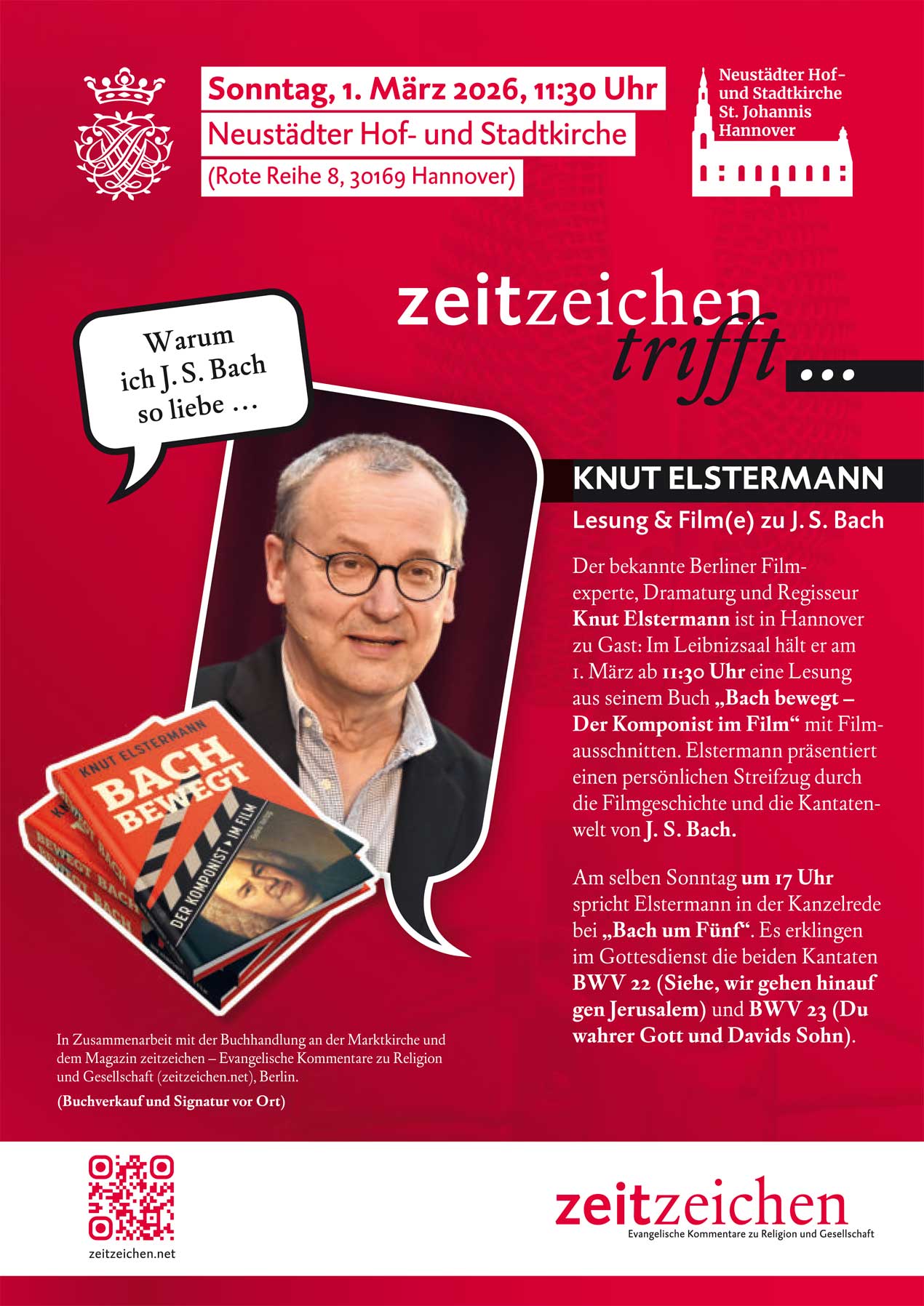 Plakat zur Lesung mit Knut Elstermann am 1. März 2026