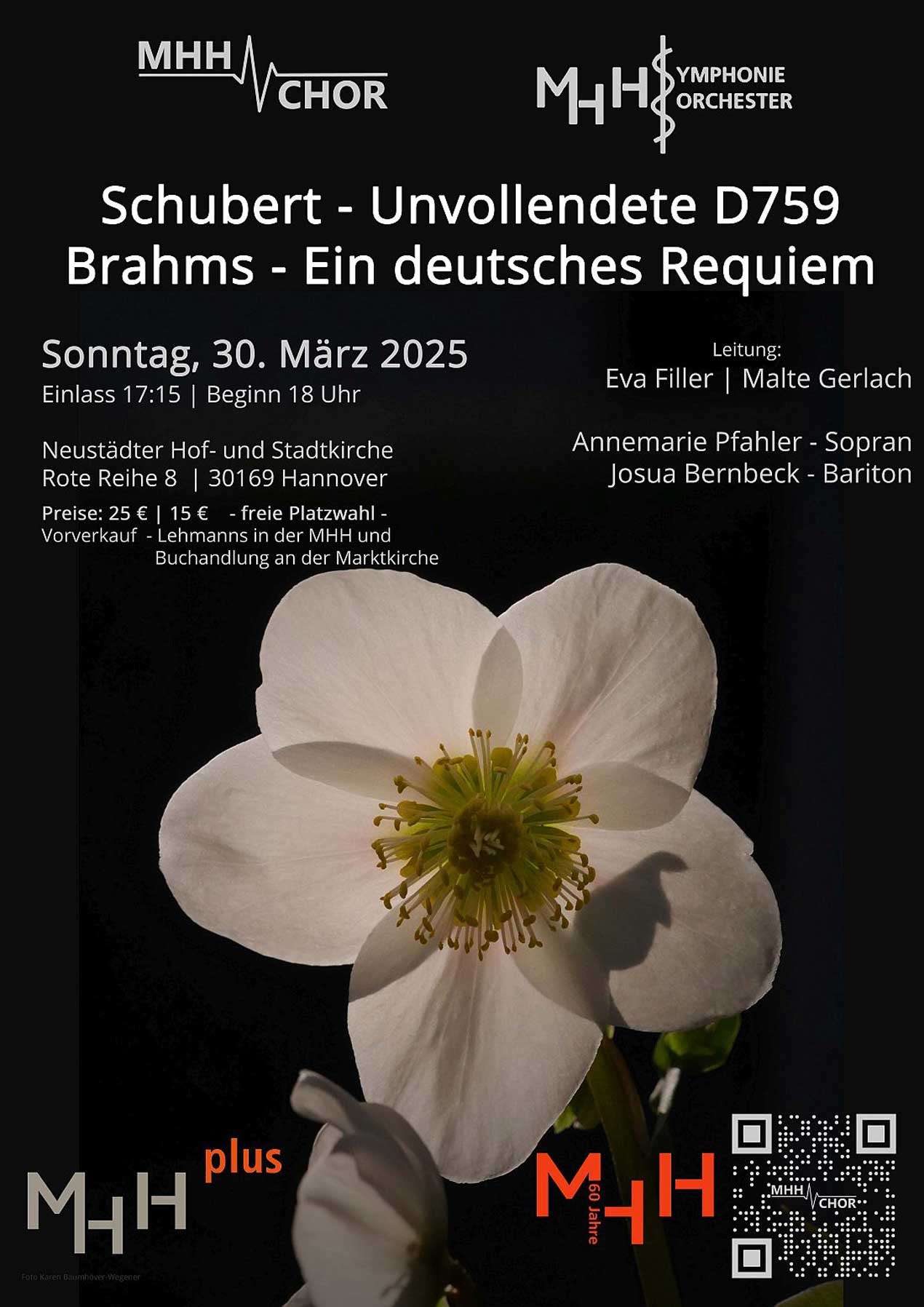 Plakat Konzertankündigung MHH Schubert Brahms 25. März 2025