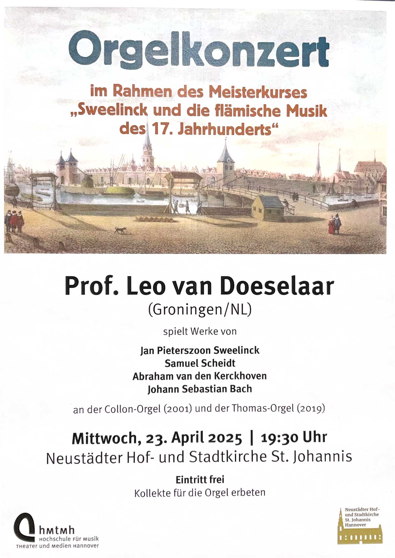 Plakat für das Orgelkonzert mit Leo van Doeselaar 2025